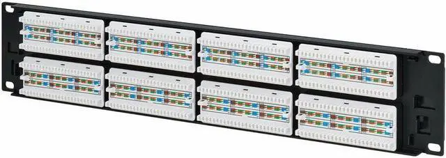 Alt view image 4 of 8 - Eaton Tripp Lite Series 48-Port Cat6 Patch Panel - 4PPoE Compliant, 110/Krone, 568A/B, RJ45 Ethernet, 2U Rack-Mount, Black, TAA - 48 Port(s) - 48 x RJ-45 - 2U High - Category 6, Category 5e, Category