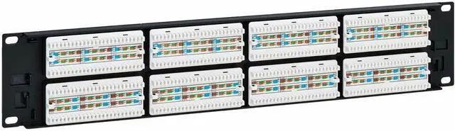 Alt view image 5 of 8 - Eaton Tripp Lite Series 48-Port Cat6 Patch Panel - 4PPoE Compliant, 110/Krone, 568A/B, RJ45 Ethernet, 2U Rack-Mount, Black, TAA - 48 Port(s) - 48 x RJ-45 - 2U High - Category 6, Category 5e, Category