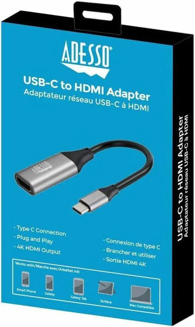 Alt view image 5 of 15 - Adesso USB C To HDMI Adapter @4K/60Hz AUH5010