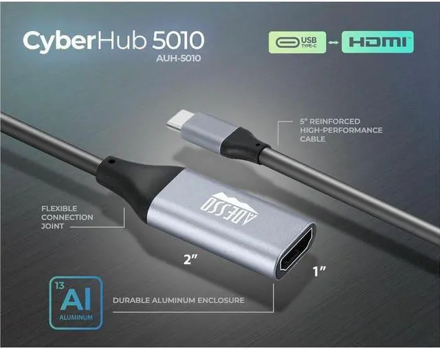 Alt view image 6 of 15 - Adesso USB C To HDMI Adapter @4K/60Hz AUH5010