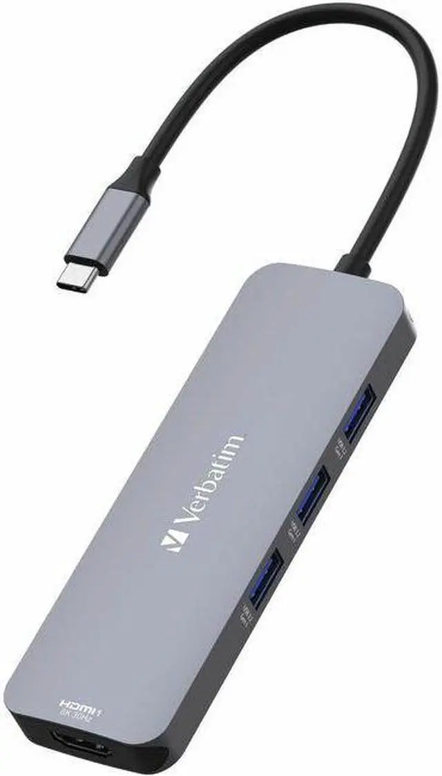 Main image of Verbatim USB-C Pro Multiport Hub CMH 08 - 8 Ports - for Notebook - Charging Capability - Memory Card Reader - SD, microSD - USB Type C - 4 x USB Ports - 3 x USB Type-A Ports - USB Type-A -