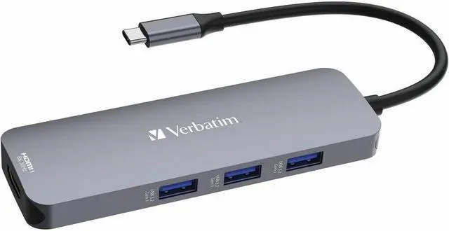 Alt view image 7 of 12 - Verbatim USB-C Pro Multiport Hub CMH 08 - 8 Ports - for Notebook - Charging Capability - Memory Card Reader - SD, microSD - USB Type C - 4 x USB Ports - 3 x USB Type-A Ports - USB Type-A -