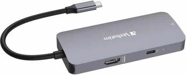 Alt view image 2 of 12 - Verbatim USB-C Pro Multiport Hub CMH 05 - 5 Ports - for Notebook/Monitor/Desktop PC - Charging Capability - USB Type C - 4K - 3840 x 2160 - 3 x USB Ports - 2 x USB Type-A Ports - USB Type-A