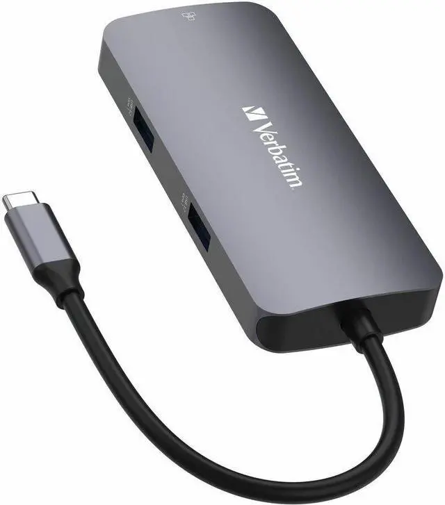 Alt view image 3 of 12 - Verbatim USB-C Pro Multiport Hub CMH 05 - 5 Ports - for Notebook/Monitor/Desktop PC - Charging Capability - USB Type C - 4K - 3840 x 2160 - 3 x USB Ports - 2 x USB Type-A Ports - USB Type-A