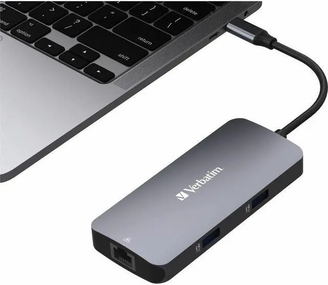 Alt view image 6 of 12 - Verbatim USB-C Pro Multiport Hub CMH 05 - 5 Ports - for Notebook/Monitor/Desktop PC - Charging Capability - USB Type C - 4K - 3840 x 2160 - 3 x USB Ports - 2 x USB Type-A Ports - USB Type-A