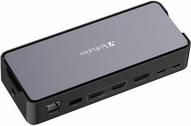 Alt view image 6 of 13 - Verbatim USB-C Pro Docking Station 15-in-1 - for Headset/Speaker - Charging Capability - Memory Card Reader - SD, microSD - USB Type C - 3 Displays Supported - 8K @ 30Hz, 4K - 7680 x 4320,