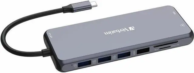 Alt view image 5 of 12 - Verbatim USB-C Pro Multiport Hub CMH 14 - 14 Ports - for Monitor - Charging Capability - Memory Card Reader - SD, microSD - USB Type C - 3 Displays Supported - Full HD, 4K - 1920 x 1080, 38