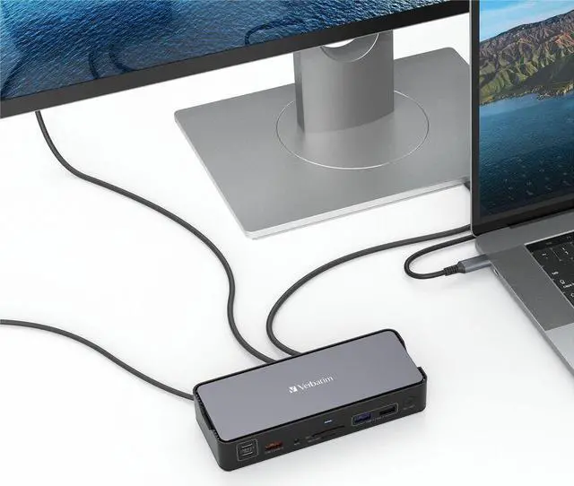 Alt view image 5 of 13 - Verbatim USB-C Pro Docking Station 15-in-1 - for Headset/Speaker - Charging Capability - Memory Card Reader - SD, microSD - USB Type C - 3 Displays Supported - 8K @ 30Hz, 4K - 7680 x 4320,