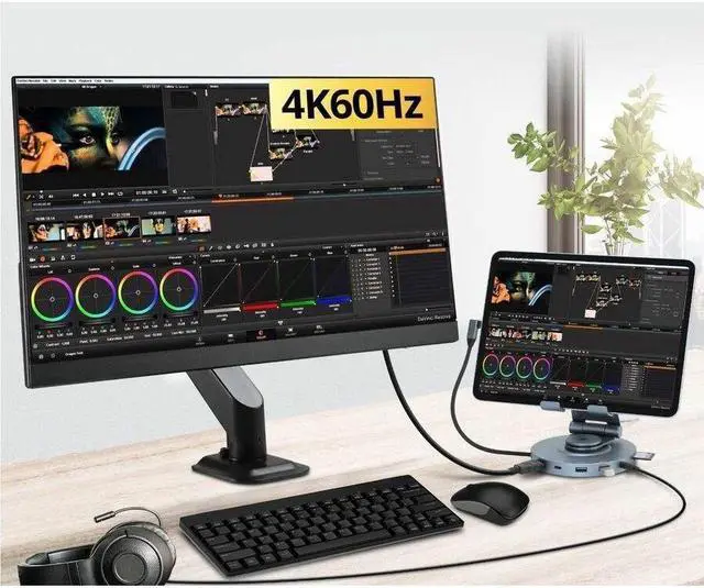 Alt view image 6 of 15 - SIIG USB-C Multitask Hub Stand Holder fits under 13" Tablets/Phones - 4K60Hz- PD100W - USB-C Hub Stand Holder fits under 13" Tablets/Phones - USB-C Docking Stand - HDMI 4K@60Hz display - 2x