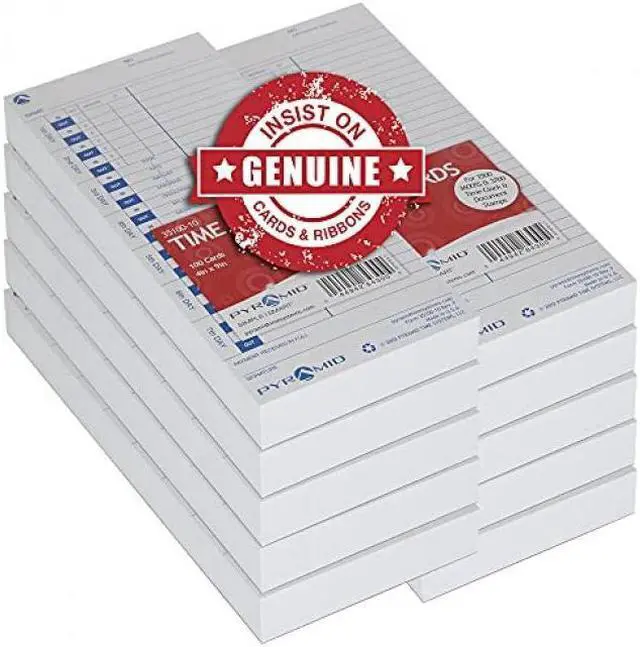 Alt view image 6 of 12 - Pyramid Time Systems Attendance Cards for Time Clock models 3500/3550SS/3600SS/3700, 1000 per pack