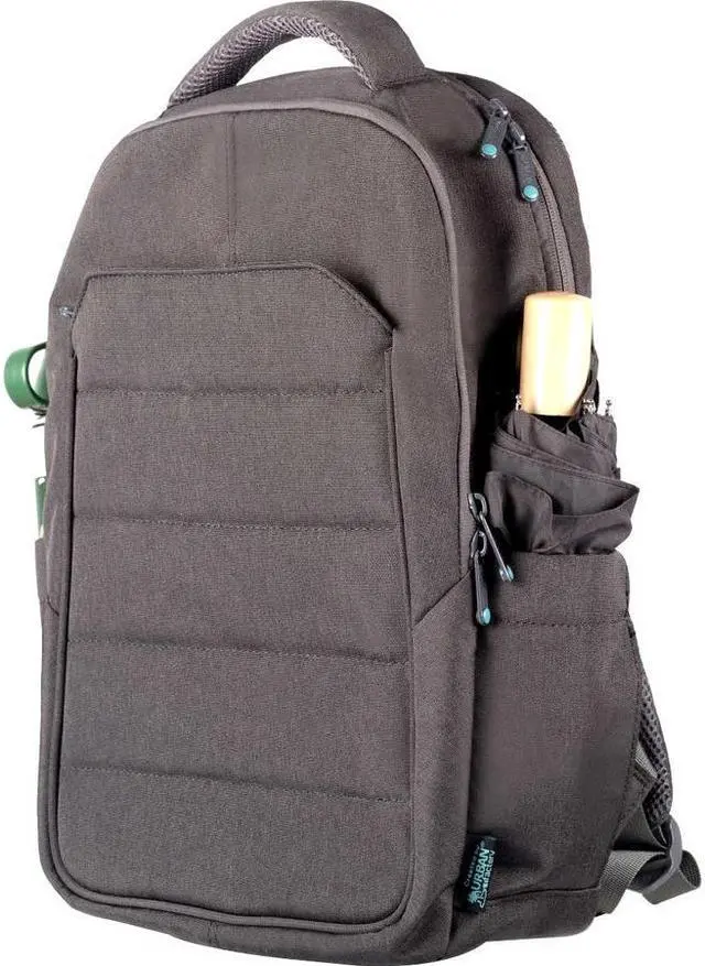 Alt view image 3 of 20 - Greenee Eco Double Compartment 14" Device Backpack Gray/Green ELB14UF