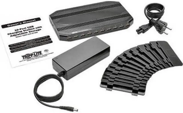 Alt view image 7 of 14 - Tripp Lite U280-010-ST-CEE 10-Port USB Charging Station with Adjustable Storage, 12V 8A (96W) USB Charger Output, Schuko Power Cord