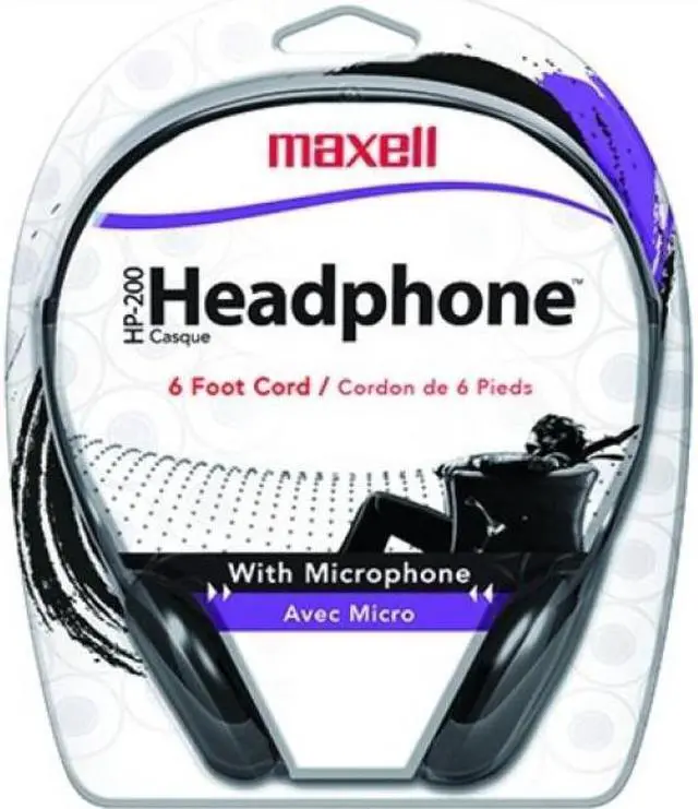 Alt view image 16 of 18 - Maxell HP200MIC 199929 Wired Headset with Inline Microphone Black