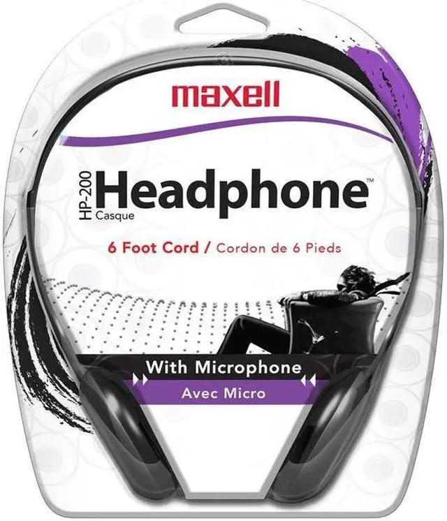 Alt view image 15 of 18 - Maxell HP200MIC 199929 Wired Headset with Inline Microphone Black
