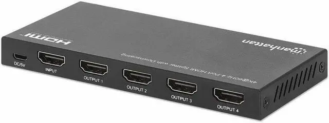 Alt view image 3 of 14 - Manhattan 4K@60Hz 4-Port HDMI Splitter with Downscaling - 3840 x 2160 - 600 MHzMaximum Video Bandwidth - 4-way - A/V Receiver, Projector, Monitor, PC, Digital Signage, Notebook, Television, Video Game