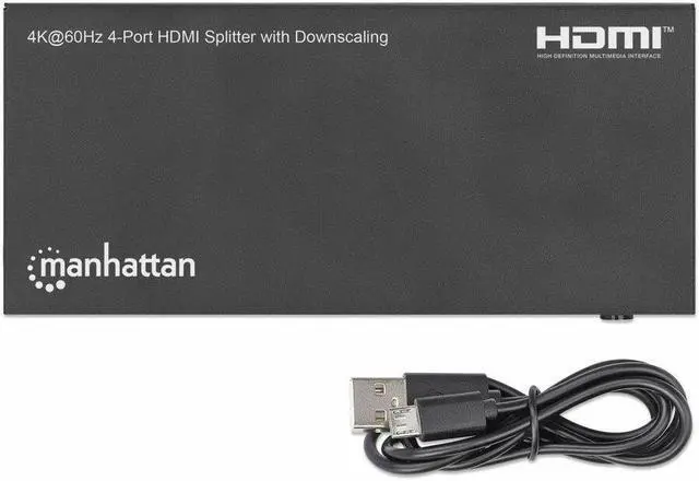 Alt view image 5 of 14 - Manhattan 4K@60Hz 4-Port HDMI Splitter with Downscaling - 3840 x 2160 - 600 MHzMaximum Video Bandwidth - 4-way - A/V Receiver, Projector, Monitor, PC, Digital Signage, Notebook, Television, Video Game