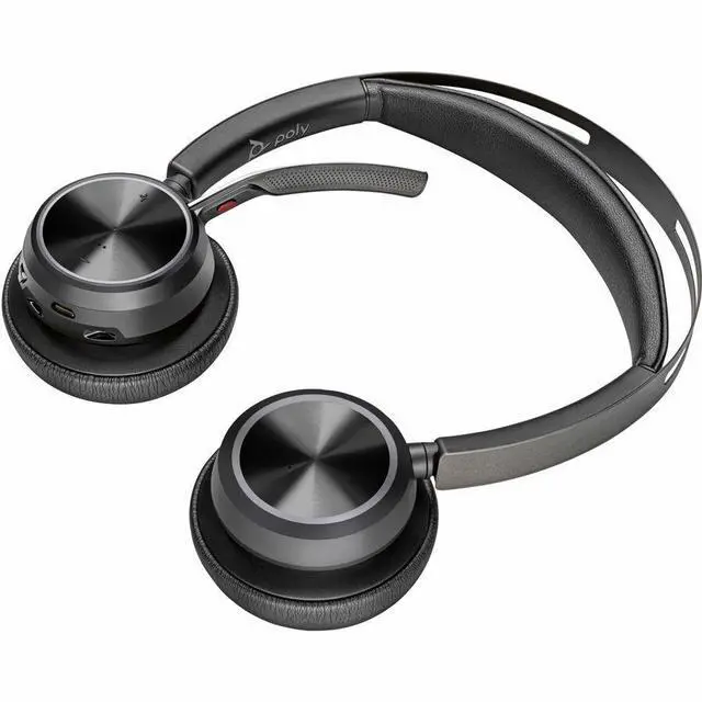 Alt view image 2 of 13 - Poly Voyager Focus 2 USB-C-C Headset + USB-C/A Adapter - Google Assistant, Siri - Stereo - USB Type C - Wired/Wireless - Bluetooth - 298.6 ft - Over-the-head - Binaural - Supra-aural - 4" Cable -