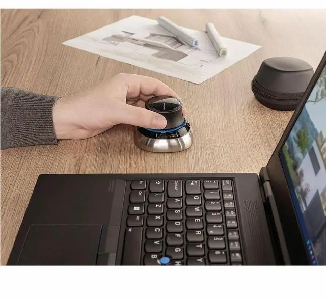 Alt view image 3 of 5 - 3Dconnexion SpaceMouse Wireless Bluetooth Edition - Wireless - Bluetooth - 2.40 GHz - Rechargeable - USB Type C - 2 Programmable Button(s) - 1 Month Battery Run Time