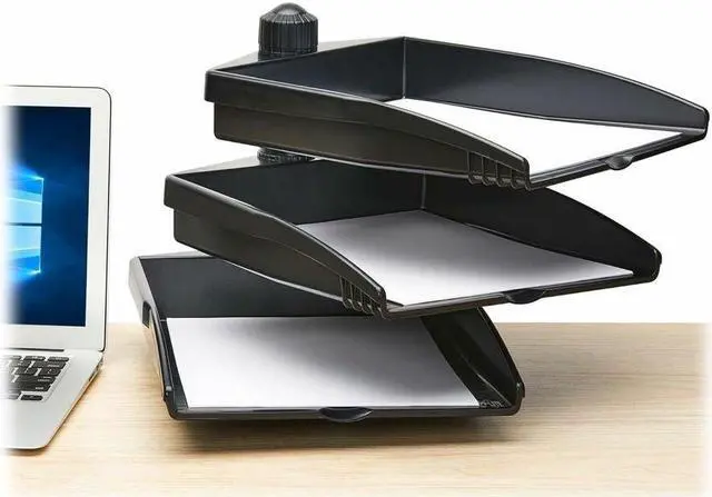 Alt view image 12 of 15 - Tripp Lite 3-Tray Desk Organizer with Clamp Screw Attachment, 8.5 x 11 Document Sized Swivel Tray Shelf, Easy Assembly, TAA Compliant, 5-Year Warranty (DDR811TRAYTAA)