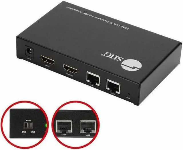 Alt view image 8 of 15 - SIIG HDMI Over IP Encoder & Decoder Transceiver - TX/RX Mode Switching, Cascading, 1080p, One to One 600ft, One to Many, Many to Many via VLAN, 2X RJ45, TAA Compliant (CE-H27P11-S1)