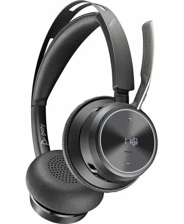 Alt view image 2 of 10 - Poly Voyager Focus 2 Microsoft Teams Certified USBC-C Headset + USB-C/A Adapter - Microsoft Teams Certification - Google Assistant, Siri - Stereo - USB Type C - Wired/Wireless - Bluetooth - 298.6 ft -