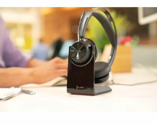 Alt view image 4 of 10 - Poly Voyager Focus 2 Microsoft Teams Certified USBC-C Headset + USB-C/A Adapter - Microsoft Teams Certification - Google Assistant, Siri - Stereo - USB Type C - Wired/Wireless - Bluetooth - 298.6 ft -