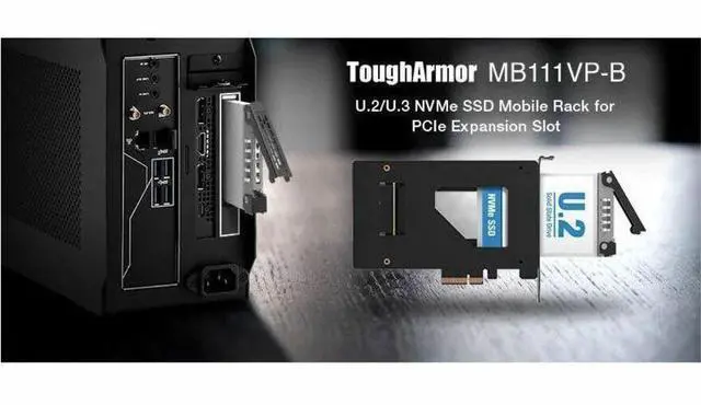 Alt view image 7 of 9 - ICYDOCK ToughArmor MB111VP-B U.2 / U.3 NVMe SSD Mobile Rack for PCIe Expansion Slot