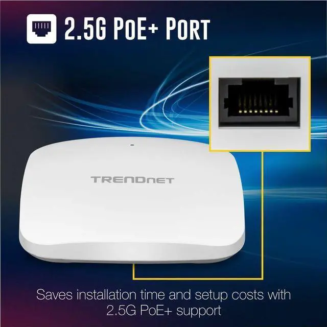 Alt view image 9 of 12 - TRENDnet AX5400 Dual Band WiFi 6 PoE+ Access Point - TAA Compliant, TEW-925DAP