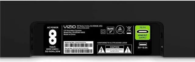 Alt view image 7 of 10 - VIZIO 2.0 Bluetooth Sound Bar Speaker - 70 Hz to 16 kHz - Dolby Atmos, DTS:X, DTS Virtual:X - USB - HDMI