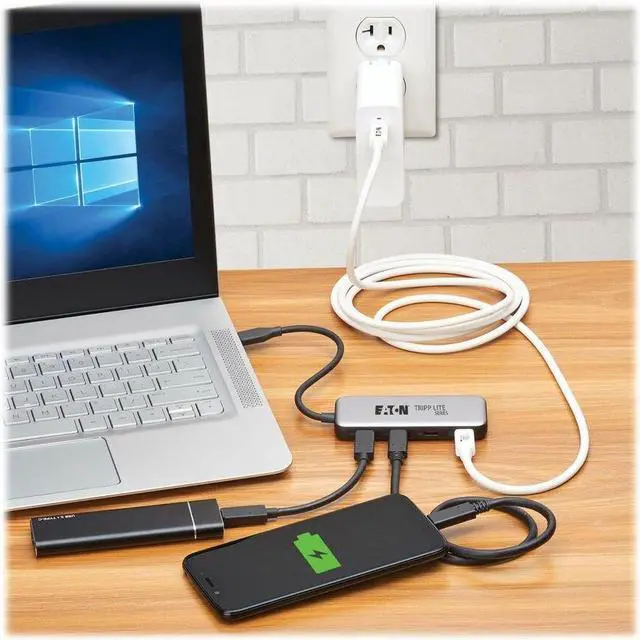 Alt view image 2 of 16 - 4-PORT USB-C HUB 10 GBPS 100W PD TB3 GRY
