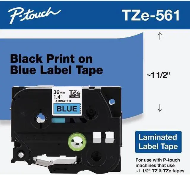 Alt view image 12 of 17 - Brother TZE-561 Label Maker Tape 1.42"W Black on Blue TZE561