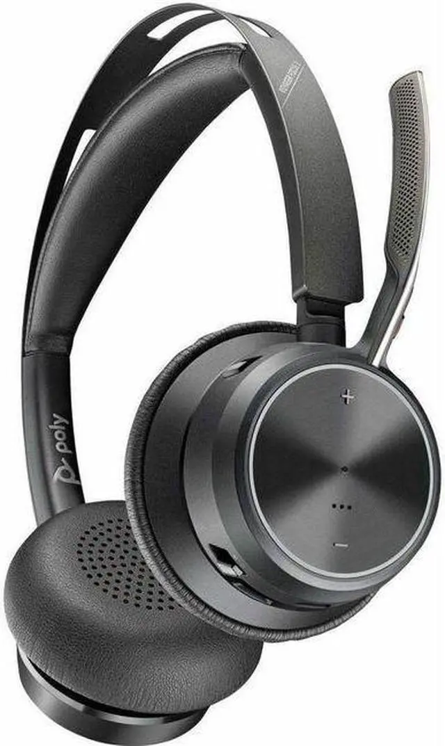 Main image of Poly Voyager Focus 2 USB-C-C Headset + USB-C/A Adapter TAA - Google Assistant, Siri - Stereo - USB Type C - Wired/Wireless - Bluetooth - 298.6 ft - Over-the-head - Binaural - Supra-aural - 4" Cab