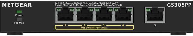 Alt view image 2 of 7 - NETGEAR 5-Port Gigabit Ethernet SOHO Unmanaged Switch with 4-Ports PoE+ (83W) | GS305PP
