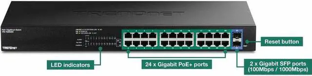 Alt view image 7 of 10 - TRENDnet 26-Port Gigabit EdgeSmart PoE+ Switch, TPE-TG262ES