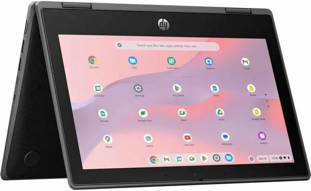 Alt view image 2 of 8 - HP Fortis G5 11.6" Touchscreen Convertible 2 in 1 Chromebook - HD - Intel N-Series N100 - 4 GB - 32 GB Flash Memory - Jack Black - Intel Chip - 1366 x 768 - ChromeOS - Intel UHD Graphics - Bright