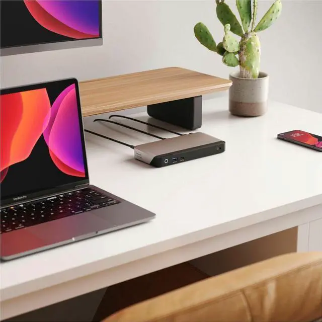 Alt view image 8 of 15 - alogic mx3 4k triple display 11-in-1 docking station with 100w laptop charging for windows, 3x displayport, 3x usb-a, usb-c, 3.5mm trrs audio/microphone jack, rj45 ethernet, sd & micro sd card reader.