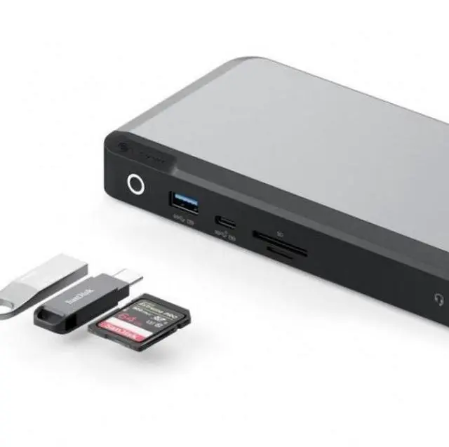 Alt view image 11 of 15 - alogic mx3 4k triple display 11-in-1 docking station with 100w laptop charging for windows, 3x displayport, 3x usb-a, usb-c, 3.5mm trrs audio/microphone jack, rj45 ethernet, sd & micro sd card reader.