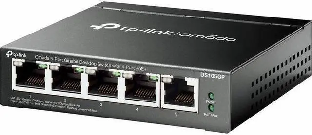 Alt view image 2 of 5 - TP-Link Omada DS105GP 5-Ports Unmanaged Ethernet Switch
