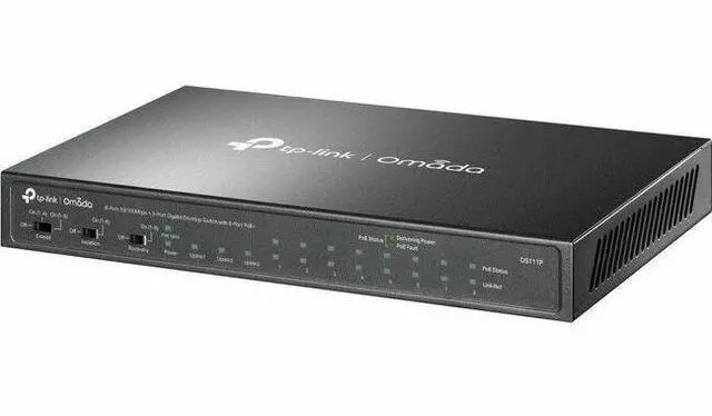 Alt view image 3 of 4 - TP-Link Omada 8-Port 10/100Mbps + 3-Port Gigabit Desktop Switch with 8-Port PoE+ DS111P