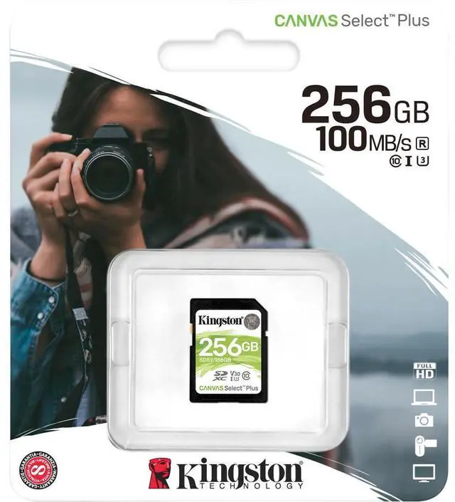 Alt view image 19 of 20 - Kingston Canvas Select Plus 256 GB Class 10/UHS-I U3 SDXC 1 Pack SDS2256GB