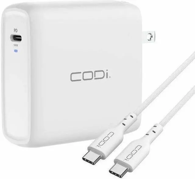 Alt view image 9 of 12 - CODi 100W Wall USB-C Charger with USB2.0 EPR Braided Cable