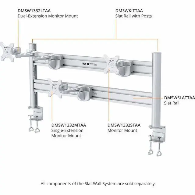 Alt view image 7 of 8 - Eaton Tripp Lite Series Monitor Mount for Slat Wall System, 13“ to 32“ Displays, TAA (DMSW1332STAA)
