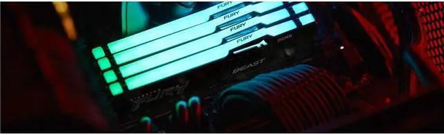Alt view image 2 of 19 - Kingston 64GB (2x32GB) DDR5 6400MT/s CL32 FURY Beast Black RGB EXPO - 64 GB (2 x 32GB) - RGB - DDR5-6400/PC5-51200 DDR5 SDRAM - 6400 MHz Dual-rank Memory - CL32 - 1.40 V - Non-ECC - Unbuffered - 288-p