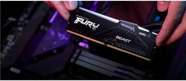 Alt view image 5 of 19 - Kingston 64GB (2x32GB) DDR5 6400MT/s CL32 FURY Beast Black RGB EXPO - 64 GB (2 x 32GB) - RGB - DDR5-6400/PC5-51200 DDR5 SDRAM - 6400 MHz Dual-rank Memory - CL32 - 1.40 V - Non-ECC - Unbuffered - 288-p