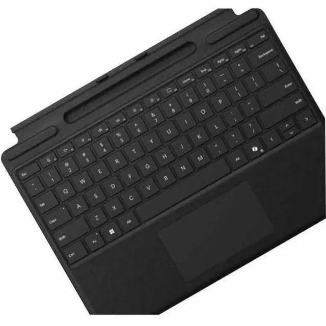 Alt view image 2 of 6 - Microsoft Keyboard/Cover Case Microsoft Surface Pro 9, Surface Pro 8, Surface Pro 10, Surface Pro 11 Tablet - Black - Alcantara Body - 8.9" Height x 11.4" Width x 0.2" Depth