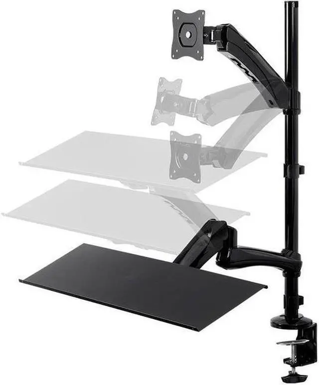 Alt view image 16 of 20 - Monoprice Sit-Stand Articulating Monitor and Keyboard Workstation | Made of High-Grade Aluminum and Steel