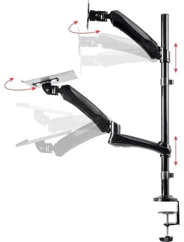 Alt view image 18 of 20 - Monoprice Sit-Stand Articulating Monitor and Keyboard Workstation | Made of High-Grade Aluminum and Steel