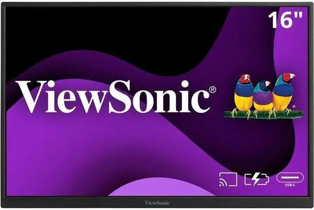 Main image of ViewSonic VG1656N 16" 1200p IPS Wireless Portable Monitor with 2 Way Powered 60W USB C, Built-in 4000 mAh Battery and Stand with Smart Cover