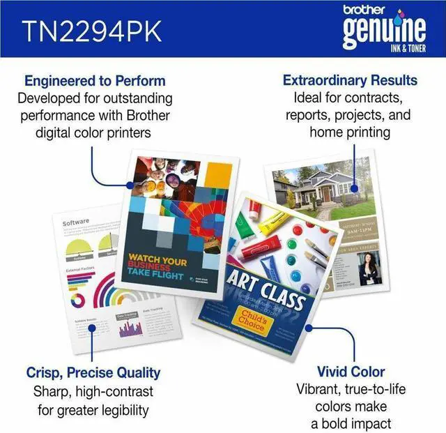 Alt view image 14 of 16 - Brother Genuine TN2294PK Standard Yield Toner Cartridge B/C/M/Y Multi-Pack