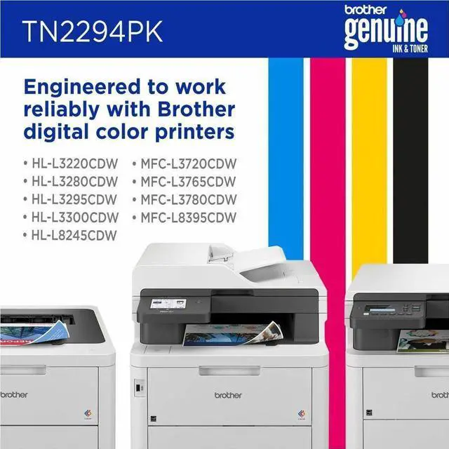Alt view image 11 of 16 - Brother Genuine TN2294PK Standard Yield Toner Cartridge B/C/M/Y Multi-Pack
